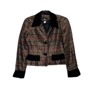JS‎ Collections Petite Women's Striped Blazer Size 10 Multicolor Vintage
